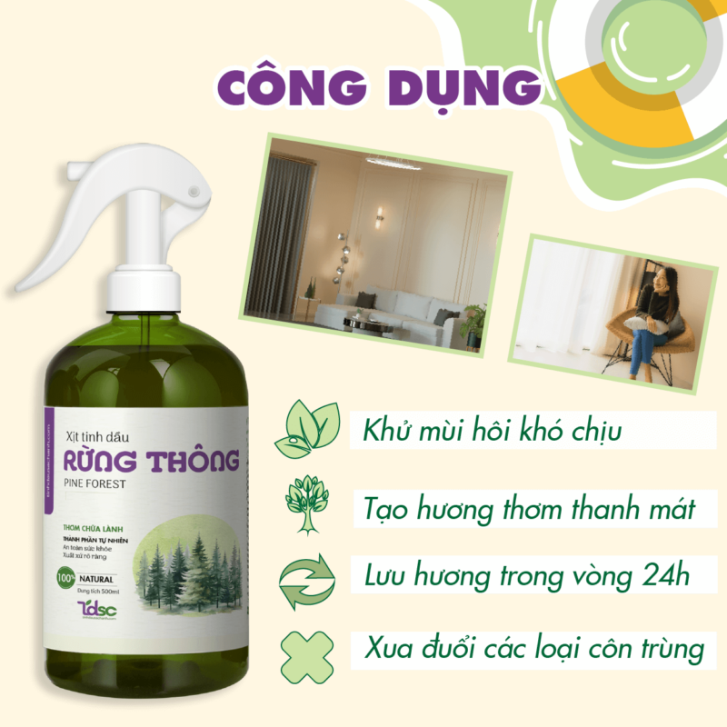 Công dụng của Xịt Phòng Tinh Dầu Rừng Thông