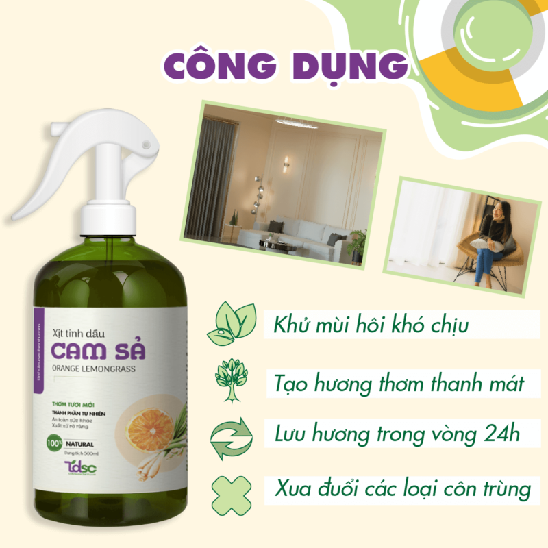 Công dụng của tinh dầu xịt thơm cam sả