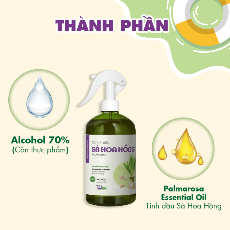 Thành Phần Chính Của Xịt Phòng Tinh Dầu Sả Hoa Hồng