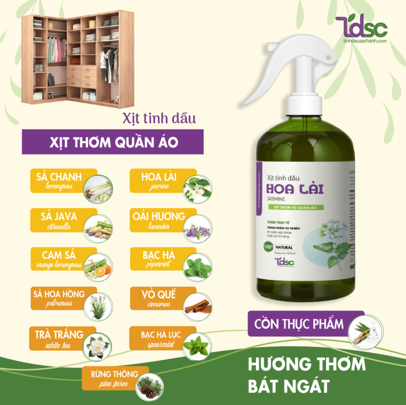 Thành Phần Chính Của Xịt Thơm Tủ Quần Áo