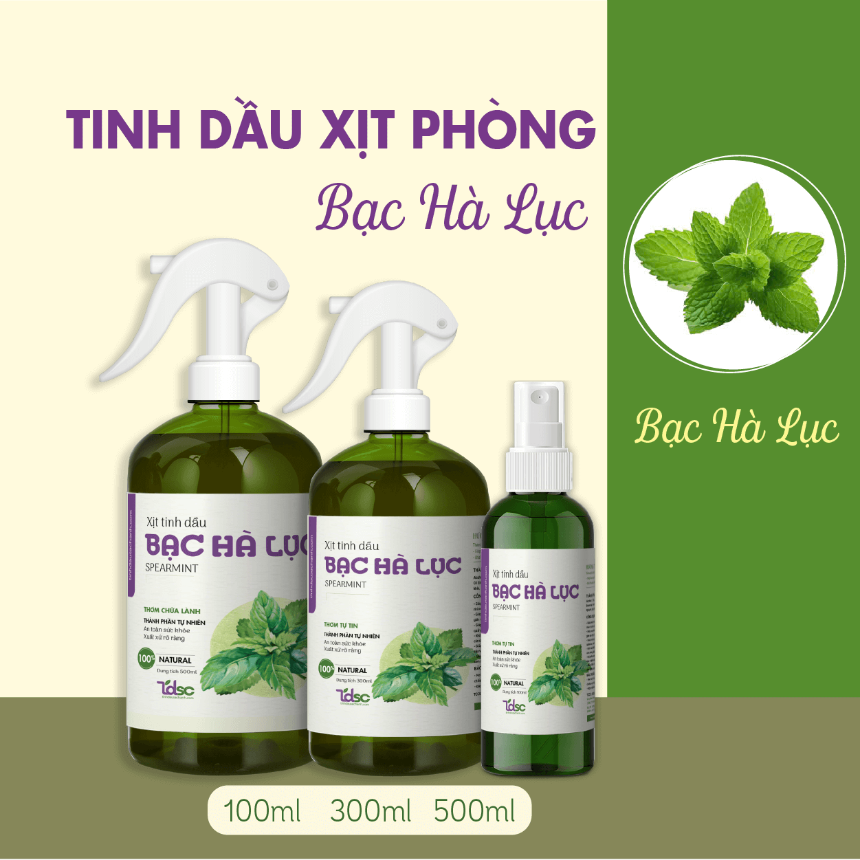 Xịt Phòng Tinh Dầu Bạc Hà Lục