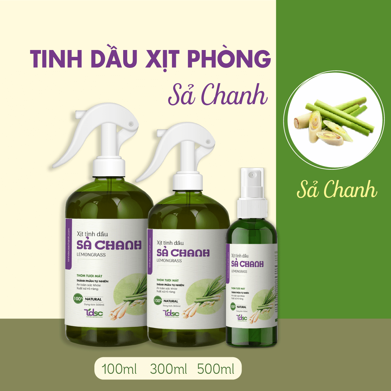 Xịt Phòng Tinh Dầu Sả Chanh