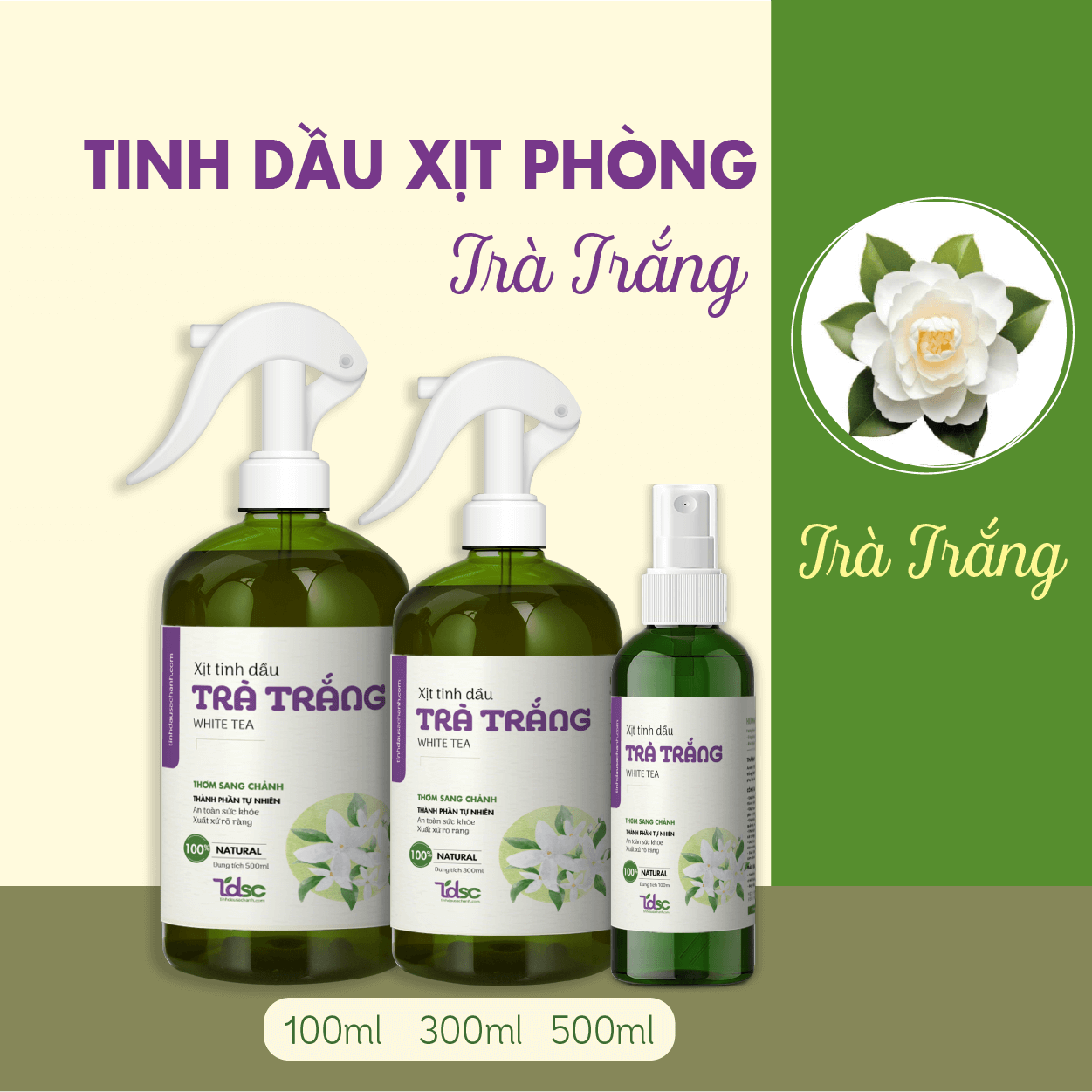 Xịt Phòng Tinh Dầu Trà Trắng
