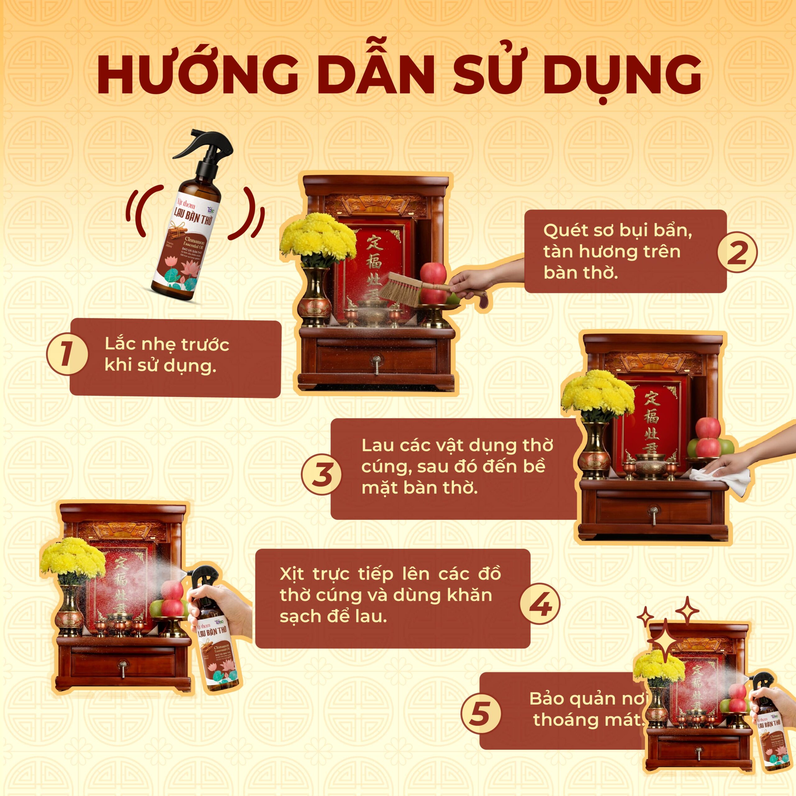 Cách sử dụng xịt thơm lau dọn bàn thờ đúng và trang nghiêm