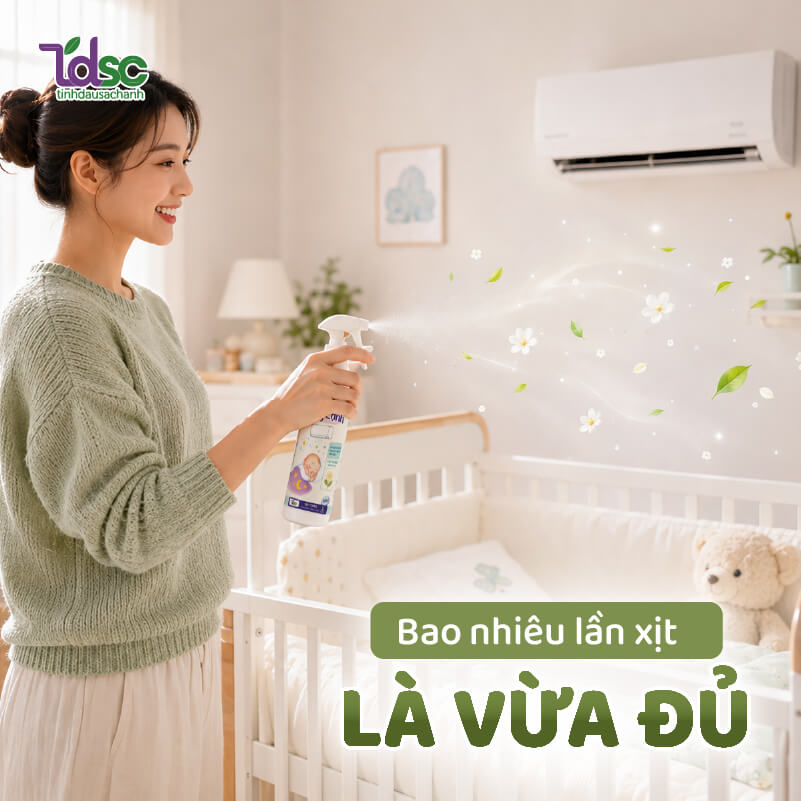 Lượng xịt phòng phù hợp cho phòng máy lạnh của bé
